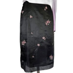 BCBG Max Azria Vintage Silk Cocktail or Evening Skirt with Ribbon Flowers